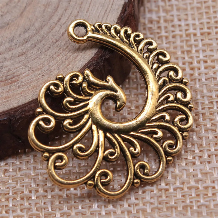 31x32mm 4.2g Multicolor Zinc Alloy Phoenix Earring Connector Charms for DIY Earring Making