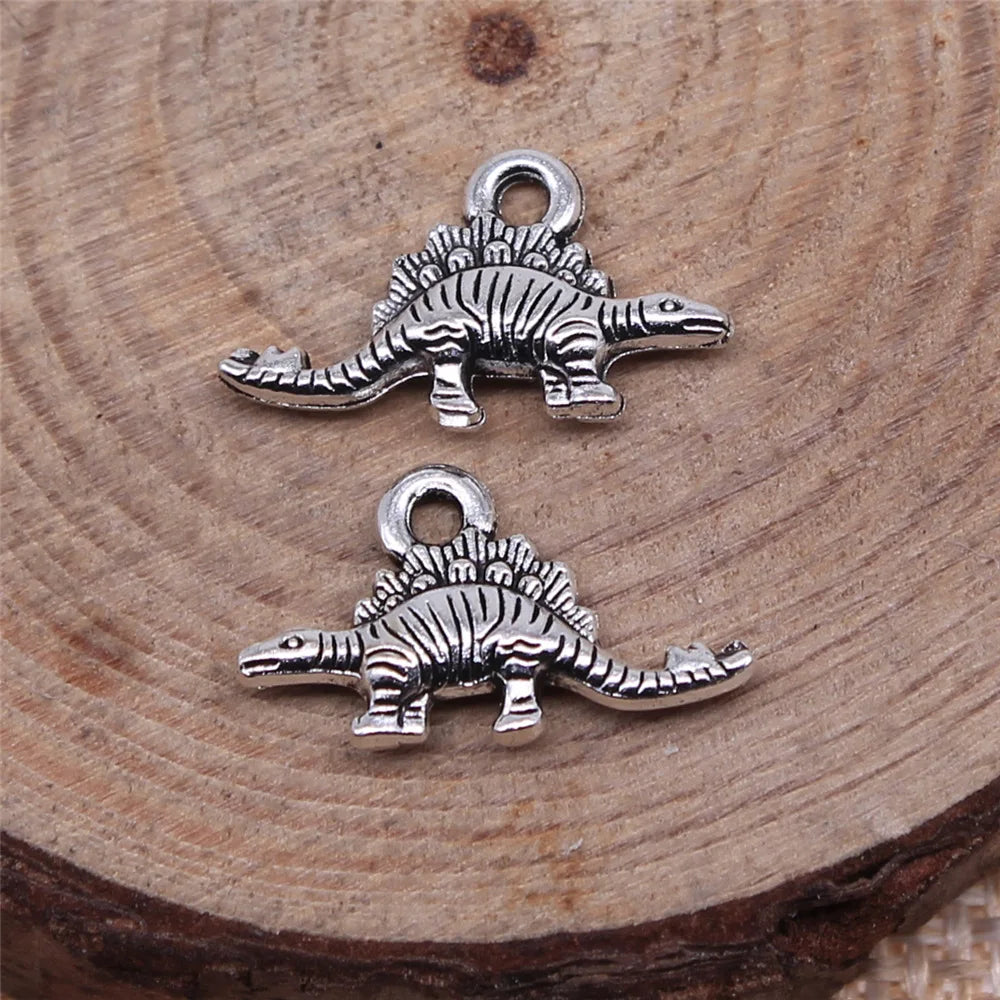 16x9mm 0.7g Antique Silver Zinc Alloy Dinosaur Charm Pendant for DIY Animal Theme Jewelry Making