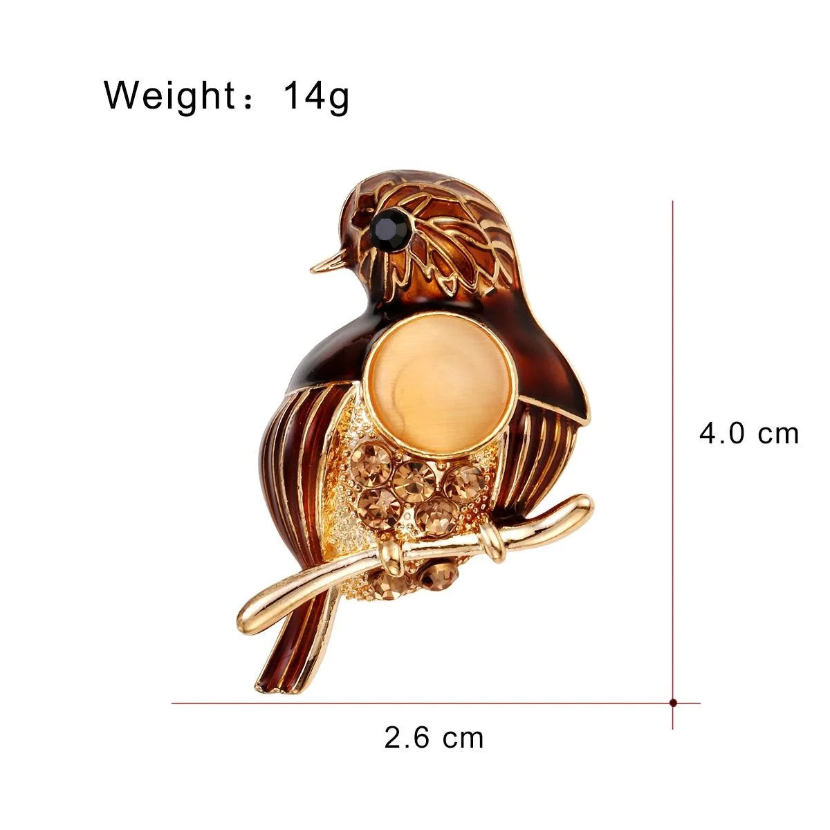 Elegant Green Enamel Magpie Bird Brooch With Rhinestones, Alloy Lapel Pin Corsage For Suit Accessory Gift