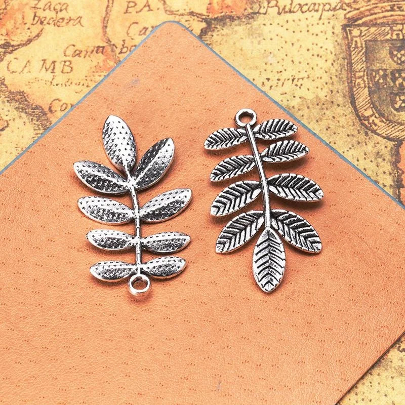 38x21MM Zinc Alloy Leaf Charm Pendant for DIY Necklace Bracelet Jewelry Making