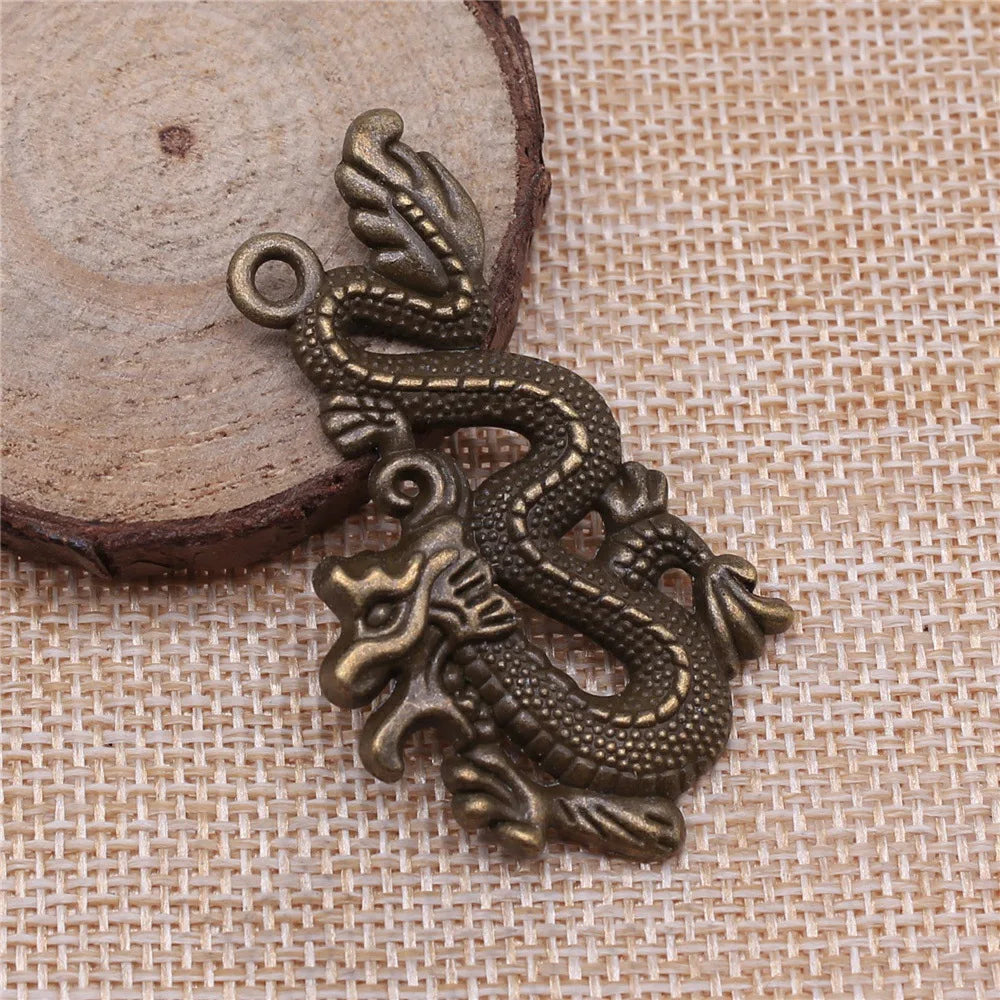 54x33mm 6.4g Multicolor Zinc Alloy Dragon Charm Pendant for DIY Necklace Bracelet Jewelry Making