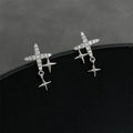 Sweet Cool Copper Micro Pave Zircon Star Stud Earrings Minimalist Fashion Commuter Jewelry