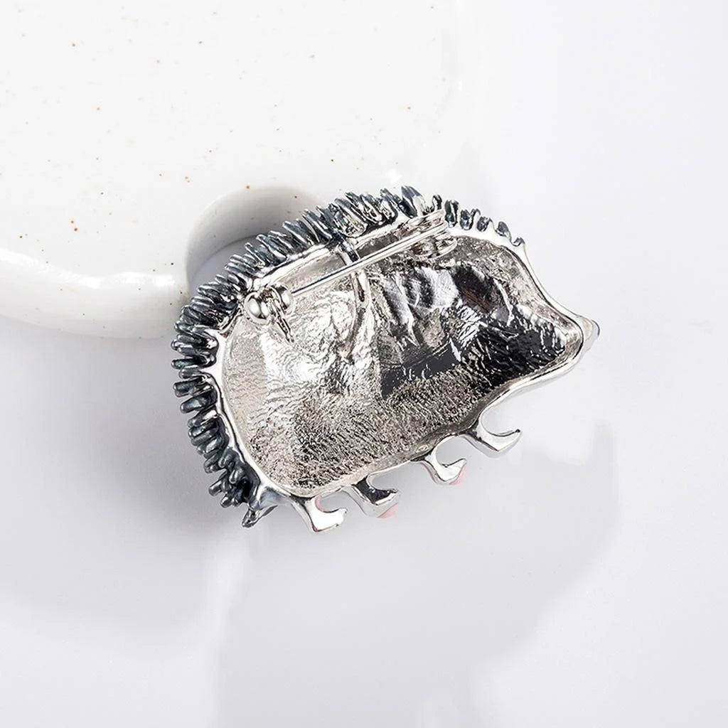 Cute Cartoon Enamel Hedgehog Animal Brooch, Alloy Rhinestone Lapel Pin Corsage Suit Accessory Gift