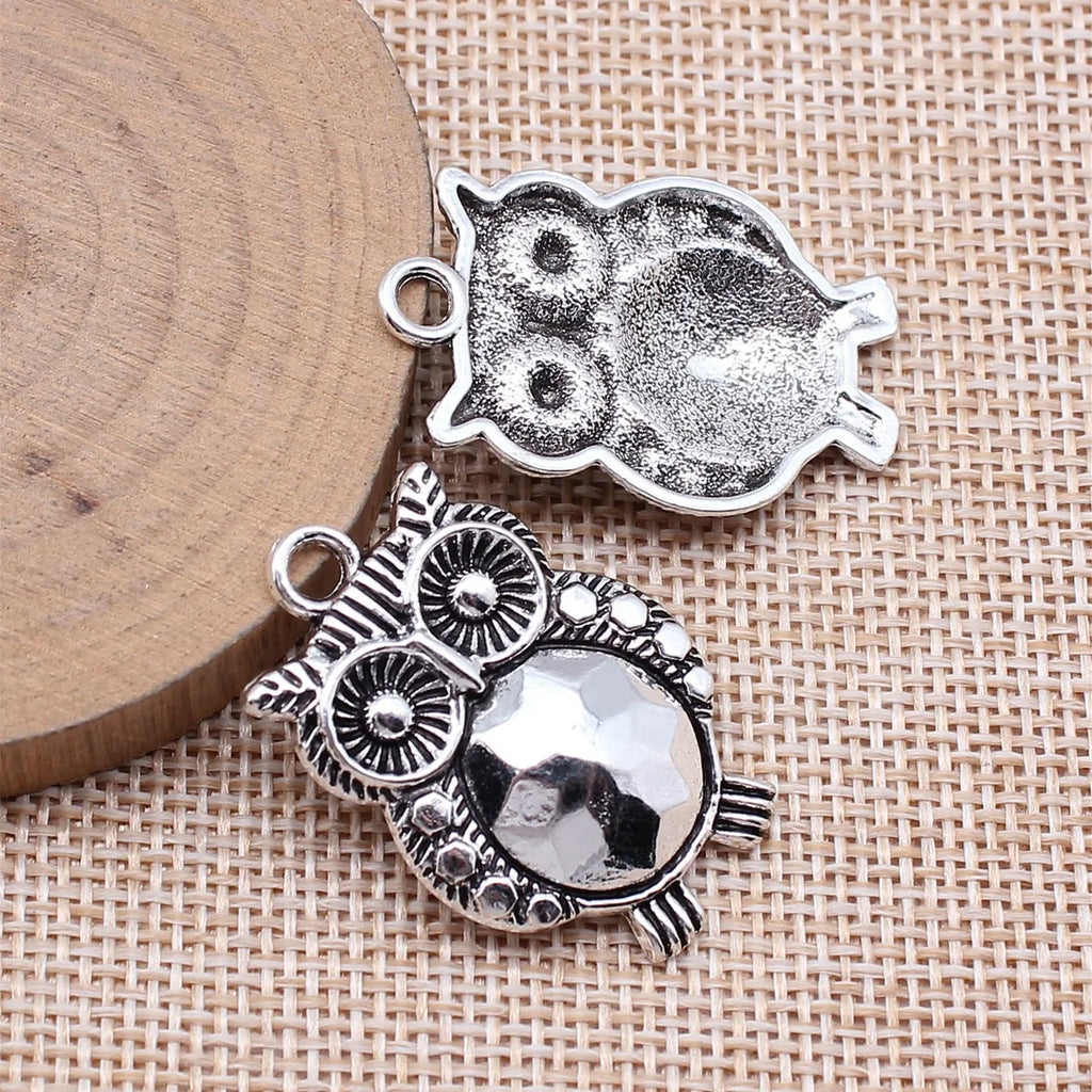35x23mm 4.2g Antique Silver Zinc Alloy Owl Cat Charm Pendant for DIY Necklace Bracelet Jewelry Making
