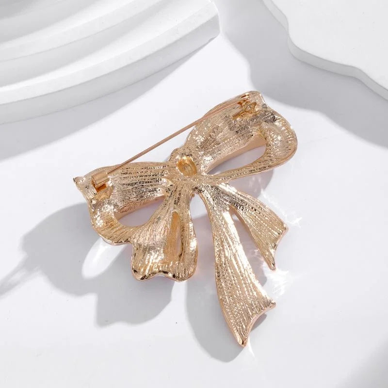 Elegant American Flag Bow Enamel Rhinestone Alloy Brooch For Women Lapel Pin Corsage Suit Accessory Gift