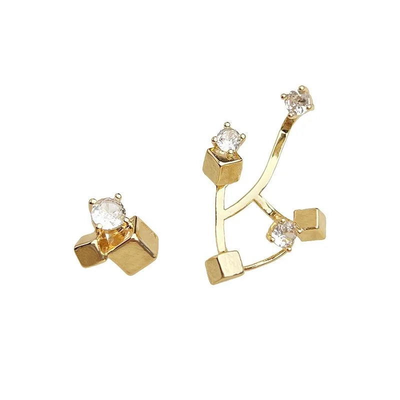 Original Design Micro Pave Zircon Silver Plated Copper Geometric Leaf Drop Earrings