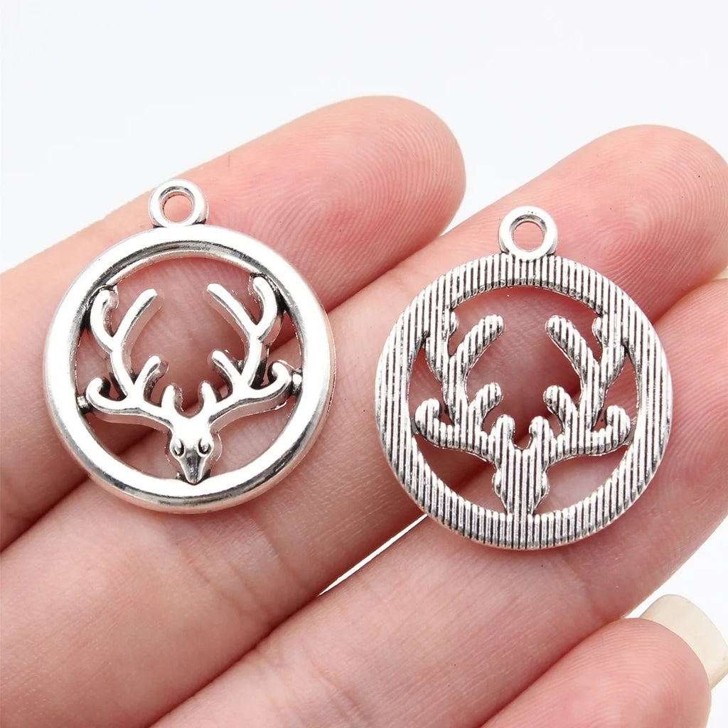 25x22mm 2.8g Antique Silver Zinc Alloy Elk Charm Pendant for DIY Necklace Bracelet Jewelry