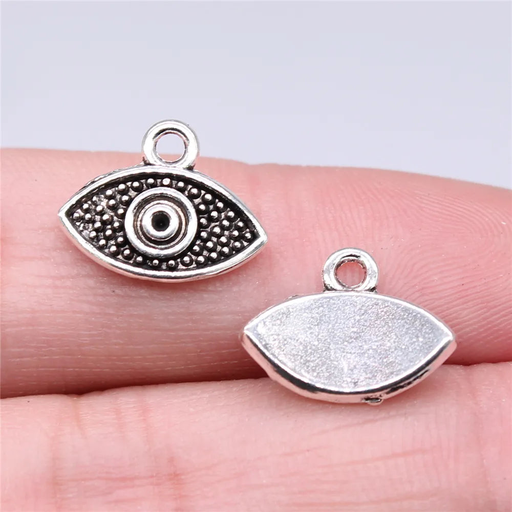 15x12mm 0.92g Antique Silver Zinc Alloy Eye Charm Pendant for DIY Necklace Bracelet Jewelry Making
