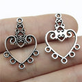 30x21mm 1.9g Multicolor Zinc Alloy Heart Earring Connector Charms for DIY Earrings Jewelry Making