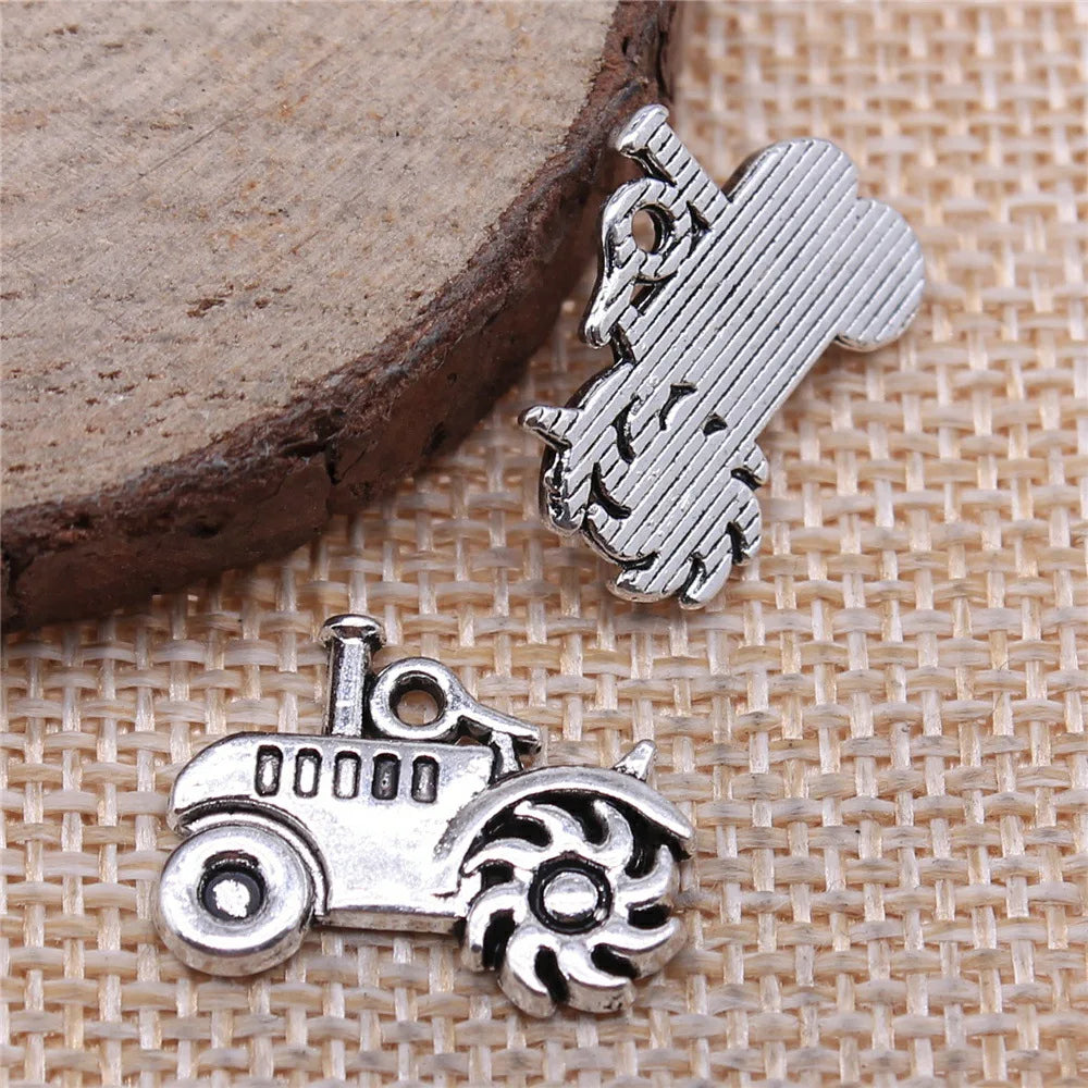 20x15mm 1.7g Antique Silver Zinc Alloy Tractor Charm Pendant for DIY Bracelet Necklace Making