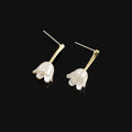 Vintage Lily Flower Pearl Alloy Drop Stud & Clip On No Piercing Hong Kong Style Elegant Earrings