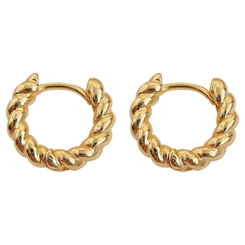 18K Gold Plated Copper Round Stud Earrings Minimalist Geometric Luxury Tarnish Resistant