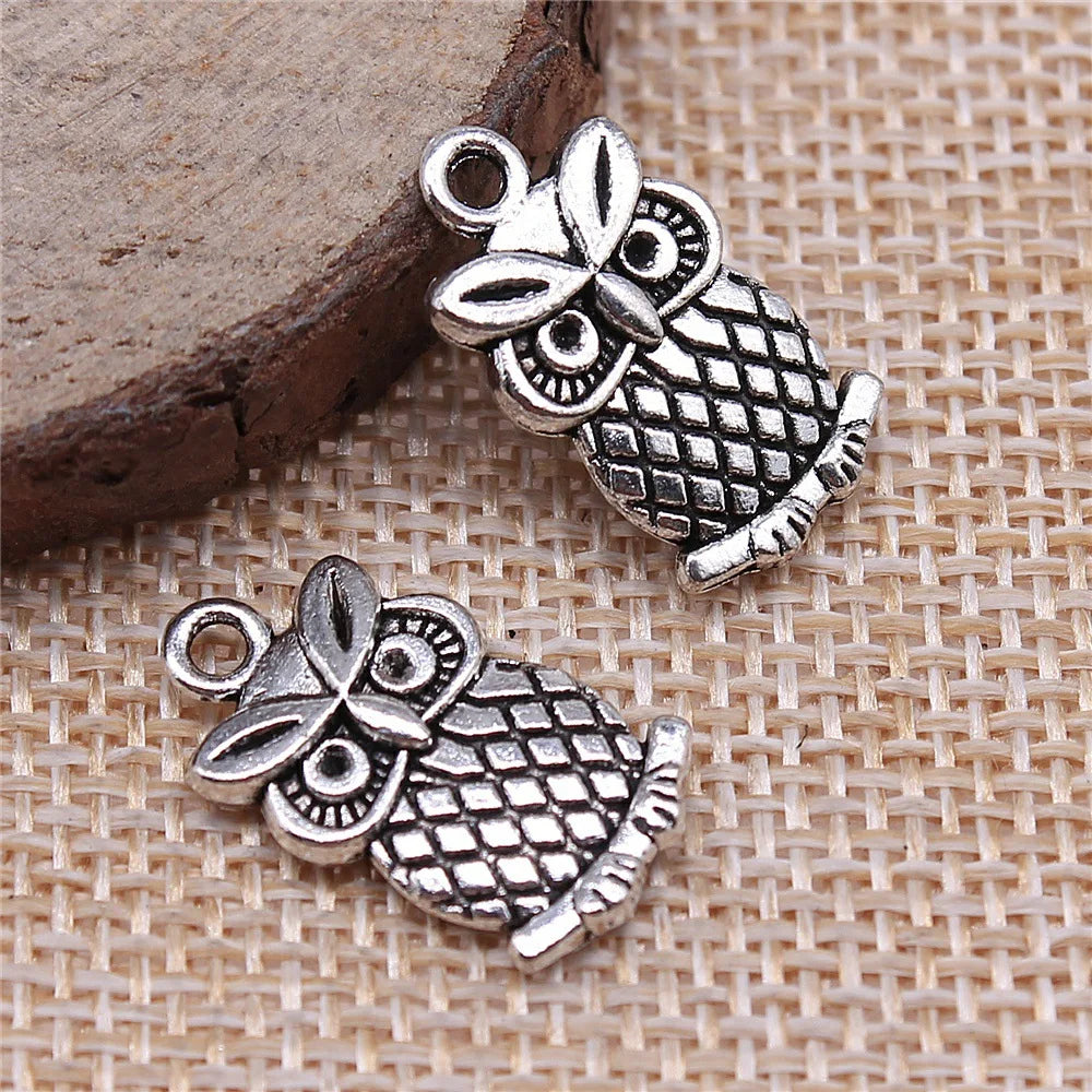 20x11mm 2.2g Antique Silver Zinc Alloy Owl Cat Charm Pendant for DIY Vintage Jewelry Making