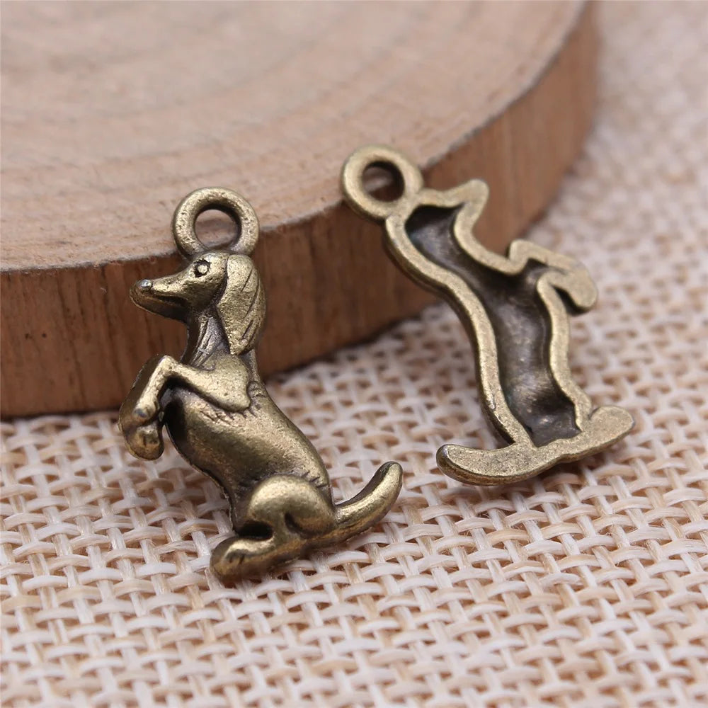 12x20mm 1.3g Multicolor Zinc Alloy Dachshund Dog Charm Pendant for DIY Cute Animal Jewelry Making