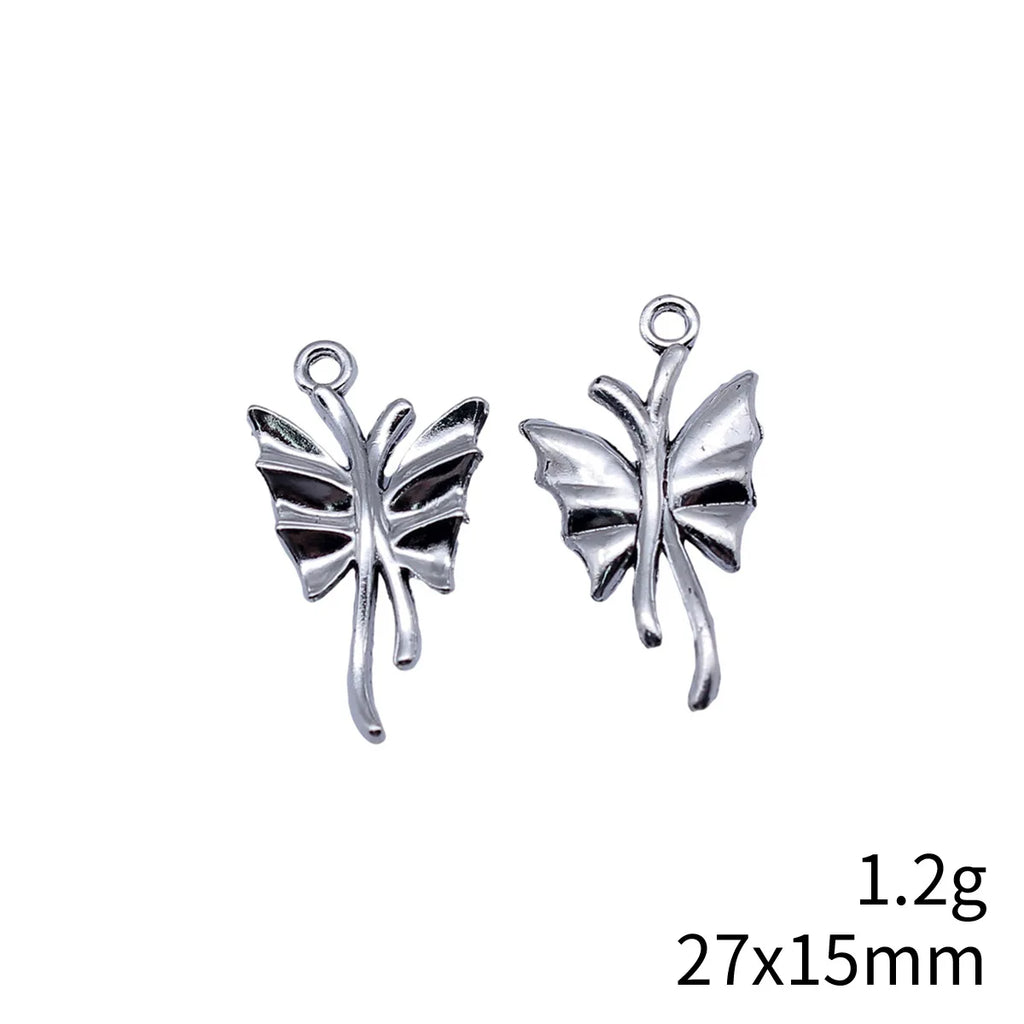 27x15mm 1.2g Antique Silver Zinc Alloy Butterfly Charm Pendant for DIY Necklace Bracelet Making