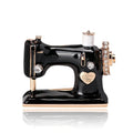 Vintage Black Enamel Sewing Machine Brooch With Rhinestones, Alloy Luxury Lapel Pin Suit Accessory Gift