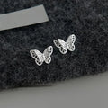 Copper Double Layer 3D Mini Butterfly Stud Earrings Hollow Sweet Chic Spring Summer Jewelry