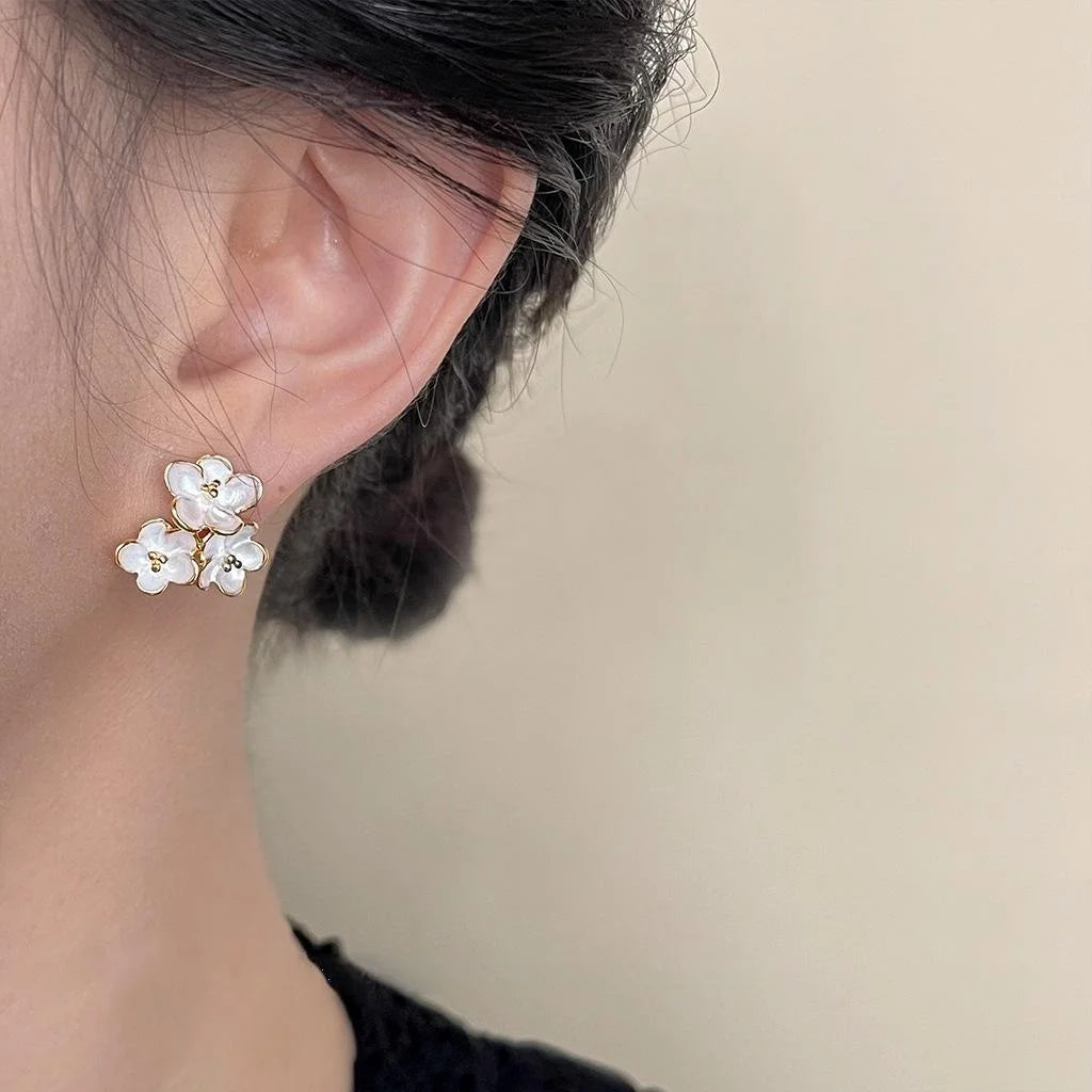 14K Gold Plated Copper Osmanthus Flower Stud Earrings Elegant Sweet Minimalist Floral Jewelry