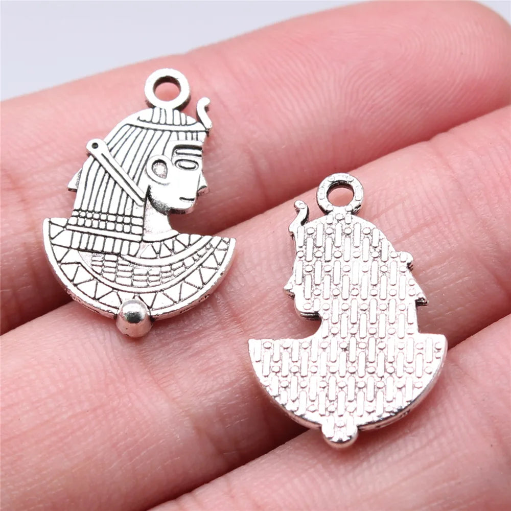 23x16mm 1.72g Antique Silver Zinc Alloy Egyptian Cleopatra Charm Pendant for DIY Necklace Making