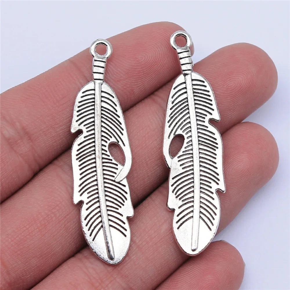 49x13mm 3.1g Multicolor Zinc Alloy Feather Charm Pendant for DIY Necklace Bracelet Jewelry Making