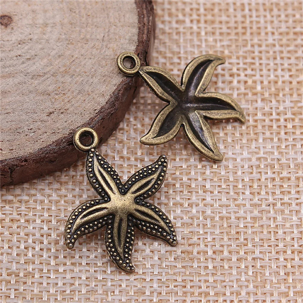 25x23mm 1.3g Multicolor Zinc Alloy Starfish Charm Pendant for DIY Ocean Theme Jewelry Making
