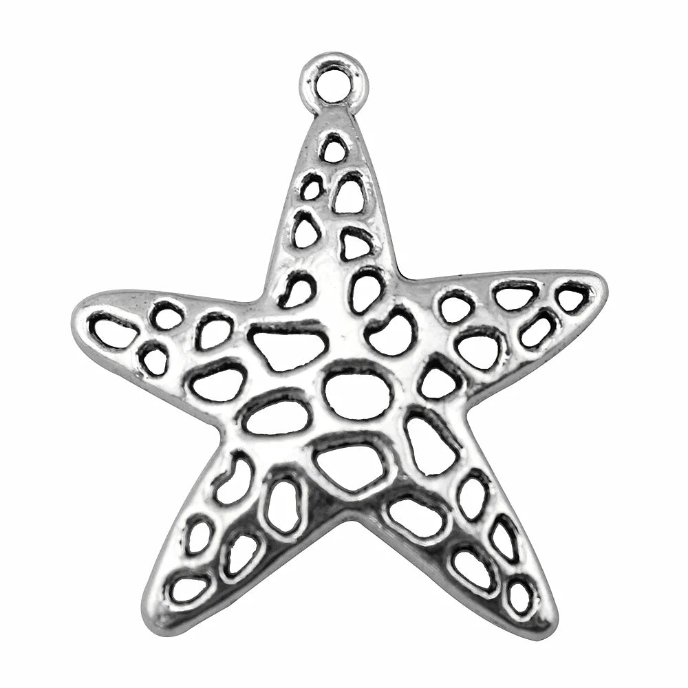 40x37mm 3.4g Multicolor Zinc Alloy Starfish Charm Pendant for DIY Ocean Theme Jewelry Making
