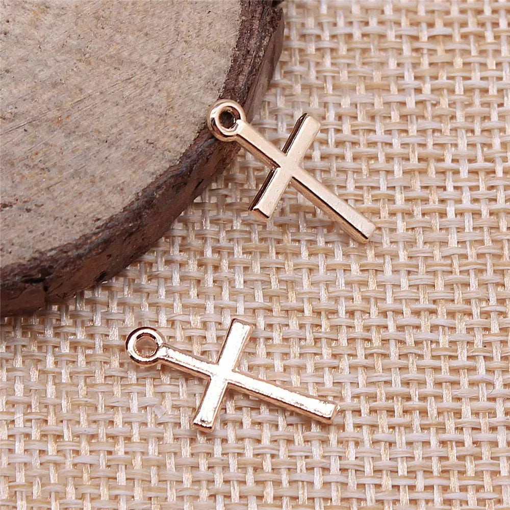 10x18mm 0.4g Multicolor Zinc Alloy Cross Charm Pendant for DIY Necklace Bracelet Jewelry Making