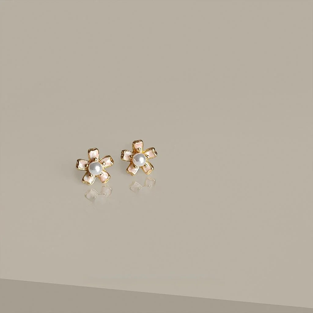 Mini Flower 14K Plated Copper Stud Earrings, Fresh Simple Versatile Jewelry