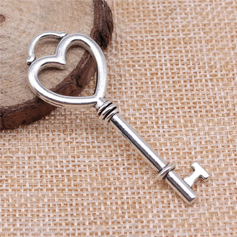 53x20mm 5.1g Antique Silver Zinc Alloy Vintage Key Charm Pendant for DIY Necklace Bracelet Jewelry Making
