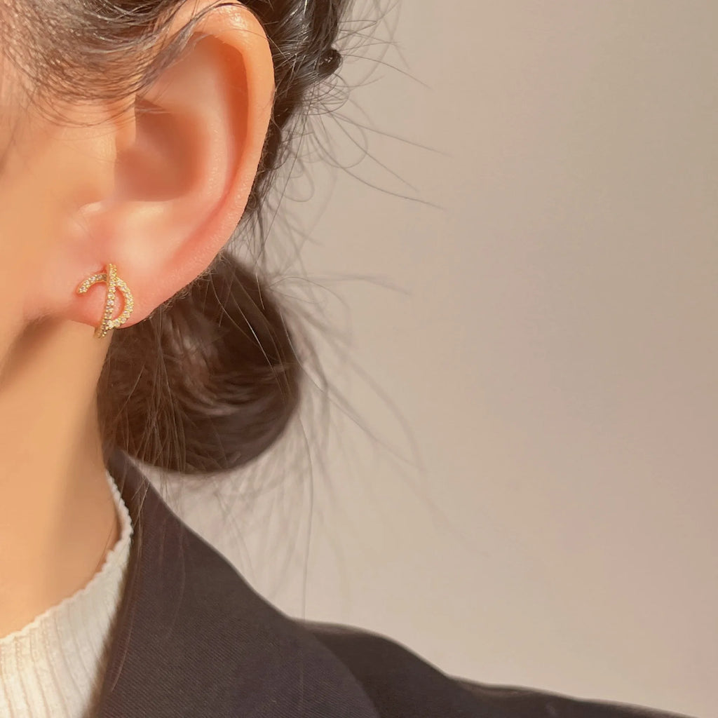 Luxury Geometric Planet Orbit Spiral Coil Rhinestone Alloy Stud & Clip On No Piercing Women's Earrings
