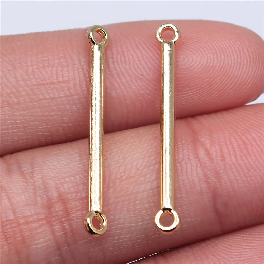 3x30mm 0.7g Electrophoretic KC Gold Zinc Alloy Long Bar Connector Charm for DIY Earrings Making