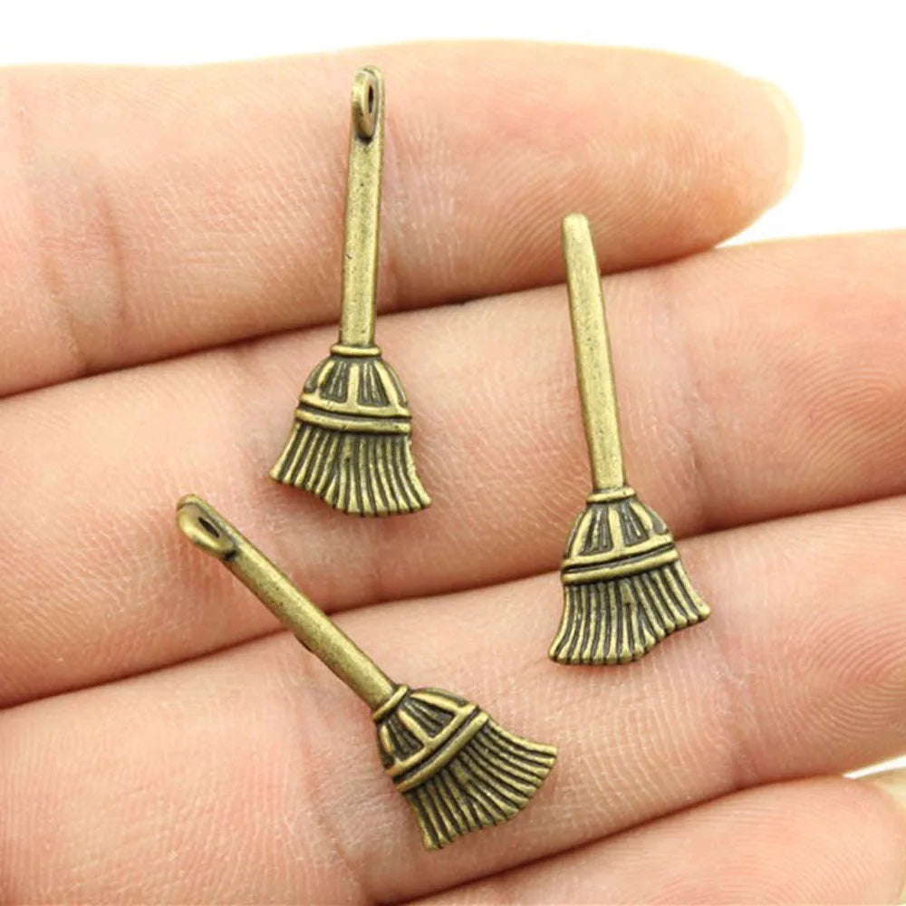 27x10mm 1.2g Multicolor Zinc Alloy Broom Charm Pendant for DIY Necklace Bracelet Jewelry Making