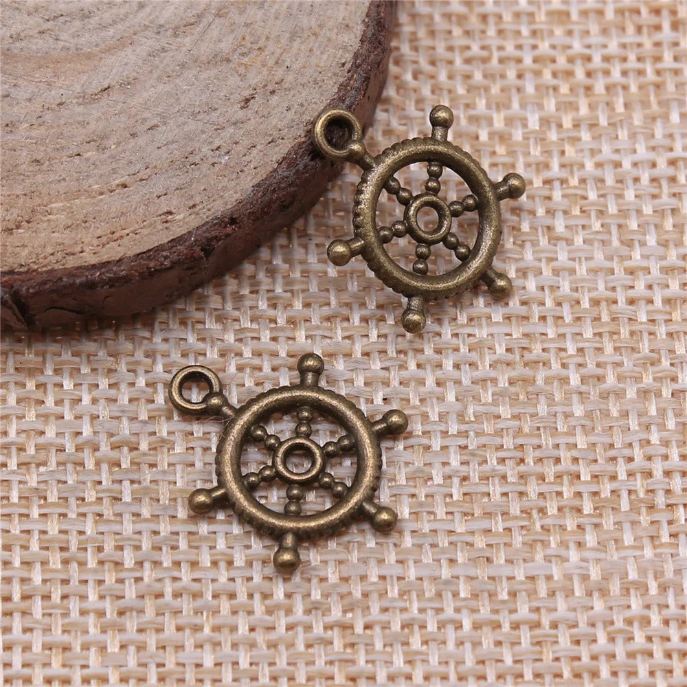 20x15mm 0.8g Multicolor Zinc Alloy Rudder Charm Pendant for DIY Bracelet Necklace Earring Making