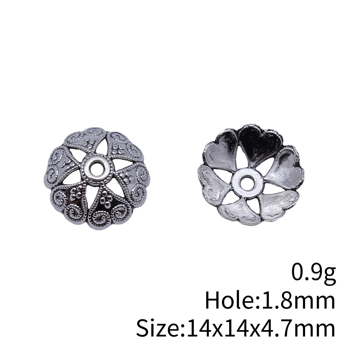 14x14x4.7mm 0.9g Multicolor Zinc Alloy Flower Bead Caps Jewelry Findings for DIY Bracelet Necklace Making