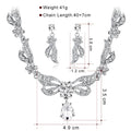 Elegant Bridal Crystal Rhinestone Butterfly Necklace And Earrings Jewelry Set For Wedding Party Banquet Gift