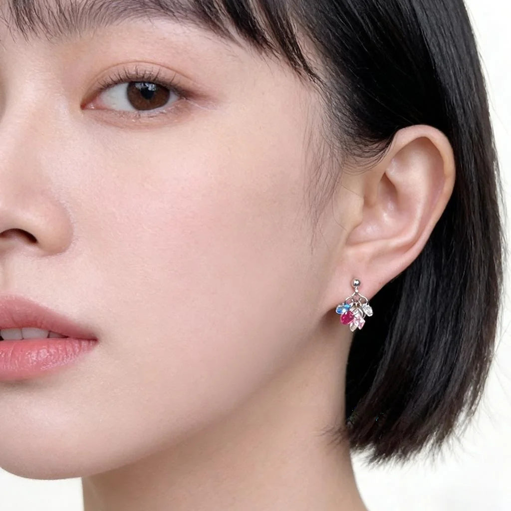 Colorful Zircon Small Tassel Drop Earrings Handmade Geometric Style Summer Jewelry