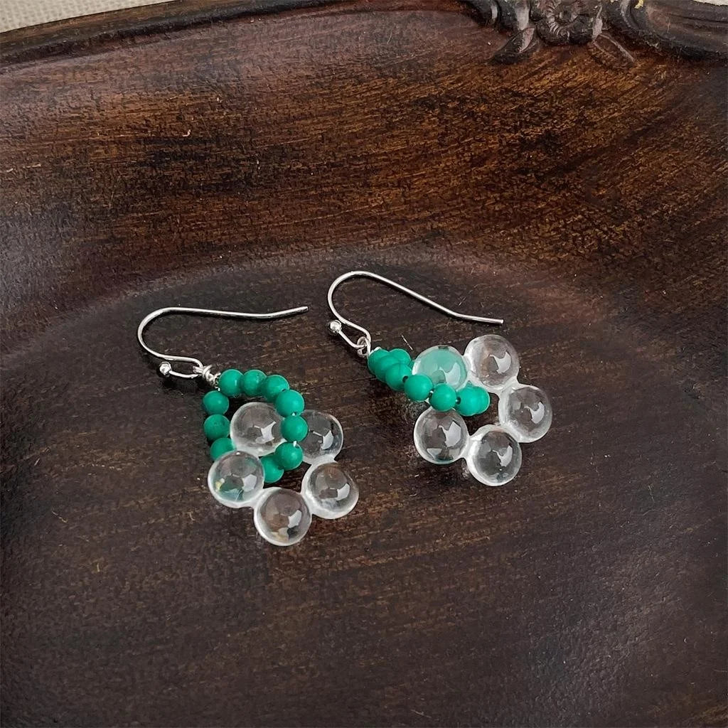 Transparent Resin Magnesite Round Geometric Ethnic Style Handmade Drop Earrings for Women