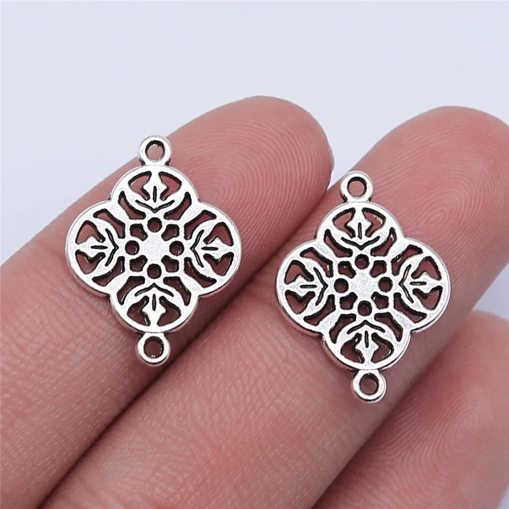 20x15mm 1g Multi Color Zinc Alloy Hollow Flower Connector Charm for DIY Bracelet Necklace Making