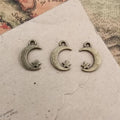 17x11MM Zinc Alloy Moon Double Sided Charm Pendant for DIY Necklace Bracelet Jewelry Making