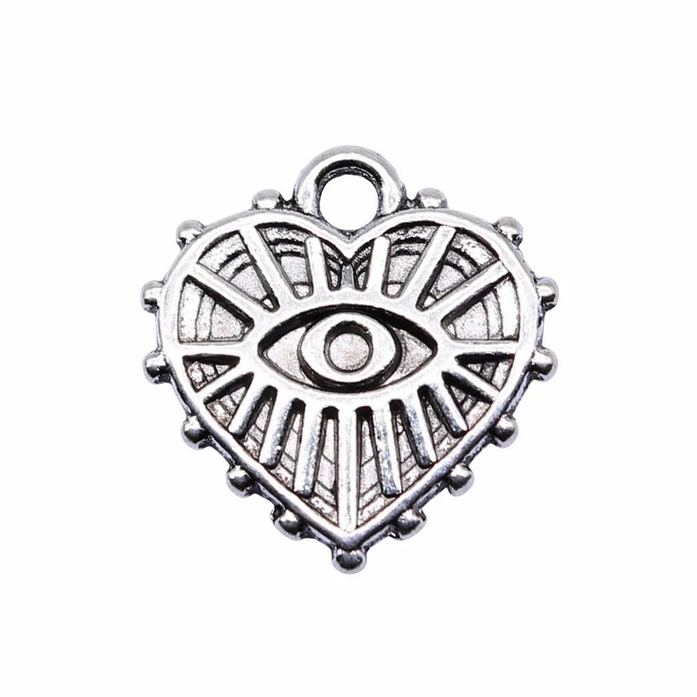 16x15mm 1.2g Multicolor Zinc Alloy Heart Eye Charm Pendant for DIY Necklace Bracelet Making