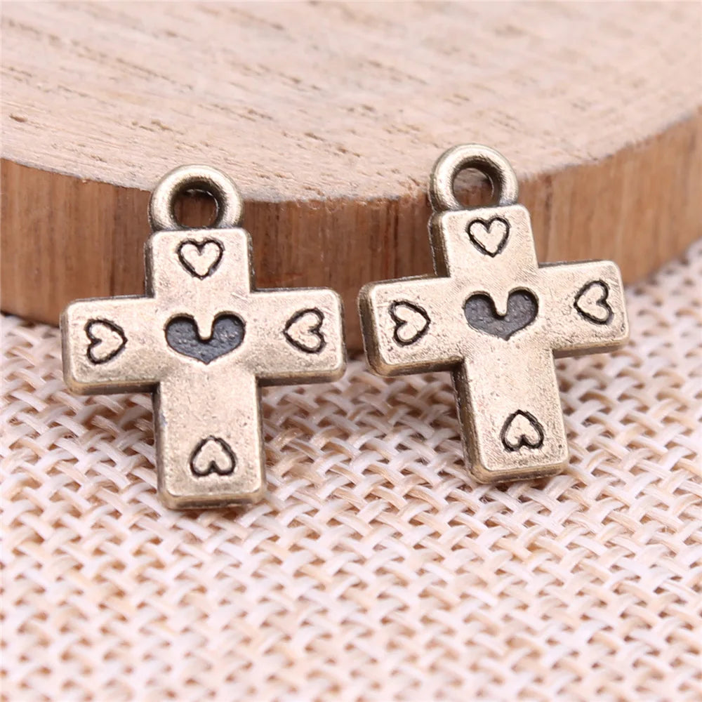 17x14mm 1.39g Multicolor Zinc Alloy Heart Cross Charm Pendant for DIY Jewelry Making