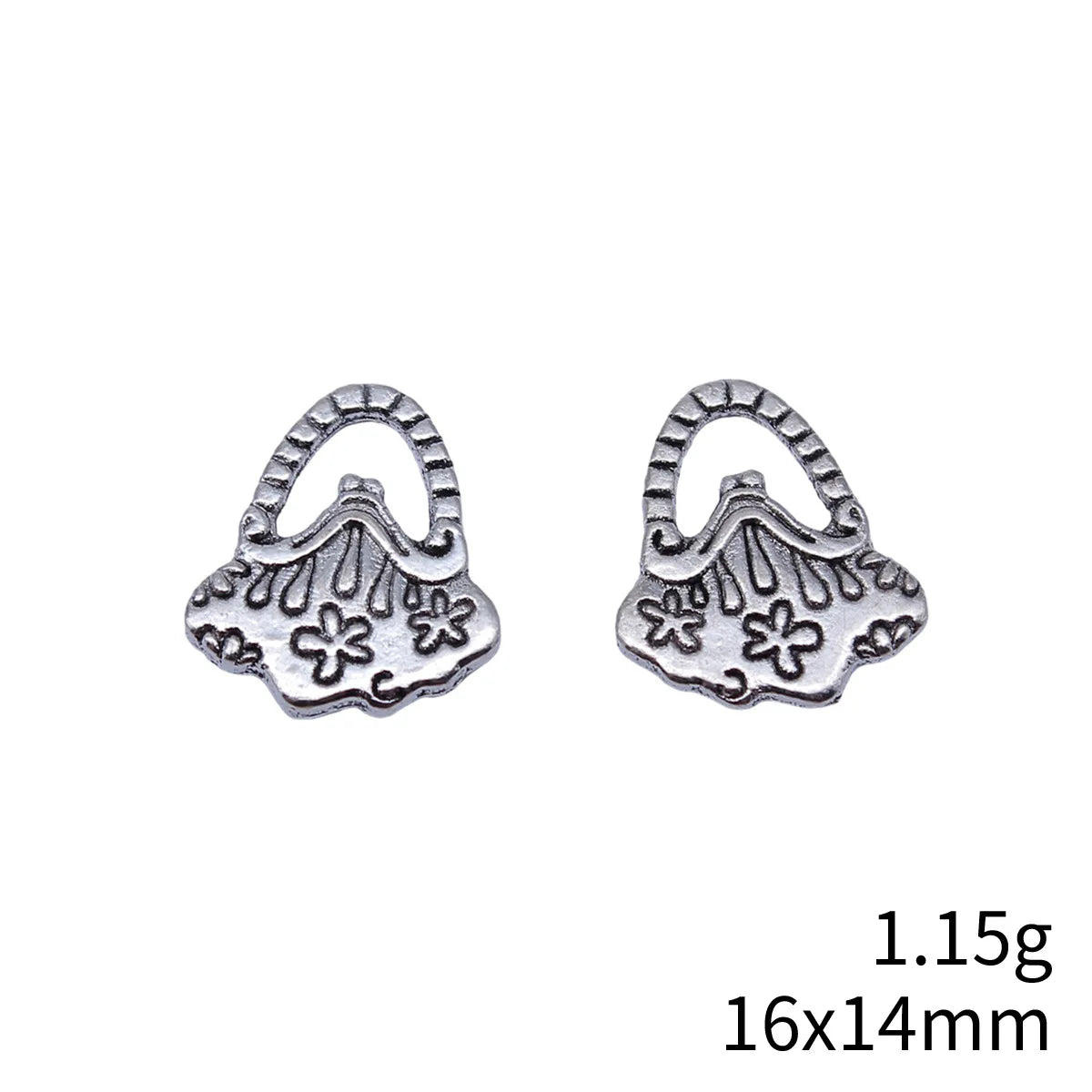 16x14mm 1.15g Antique Silver Zinc Alloy Handbag Charm Pendant for Bracelet Necklace DIY Jewelry