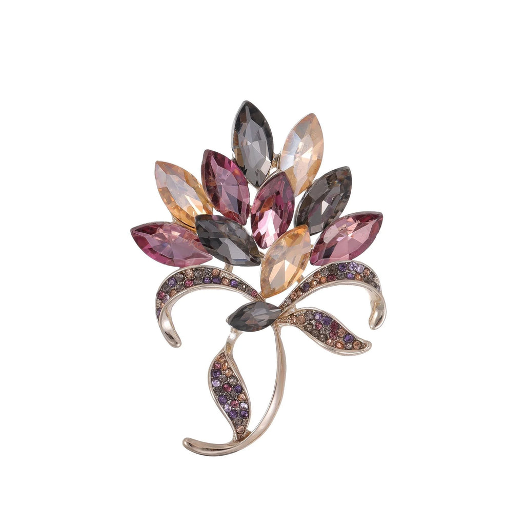 Luxury Colorful Marquise Crystal Bouquet Brooch With Rhinestone Bow, Elegant Lapel Pin Suit Accessory Gift