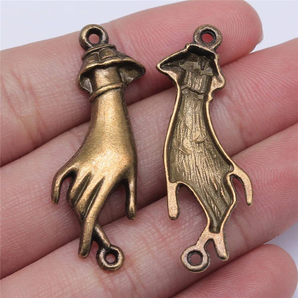 45x14mm 3.7g Multicolor Zinc Alloy Palm Hand Connector Charm for DIY Bracelet Necklace Jewelry Making