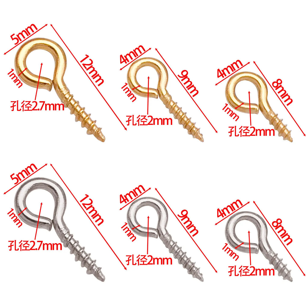 Stainless Steel Gold Eye Screw Connector for DIY Jewelry Making