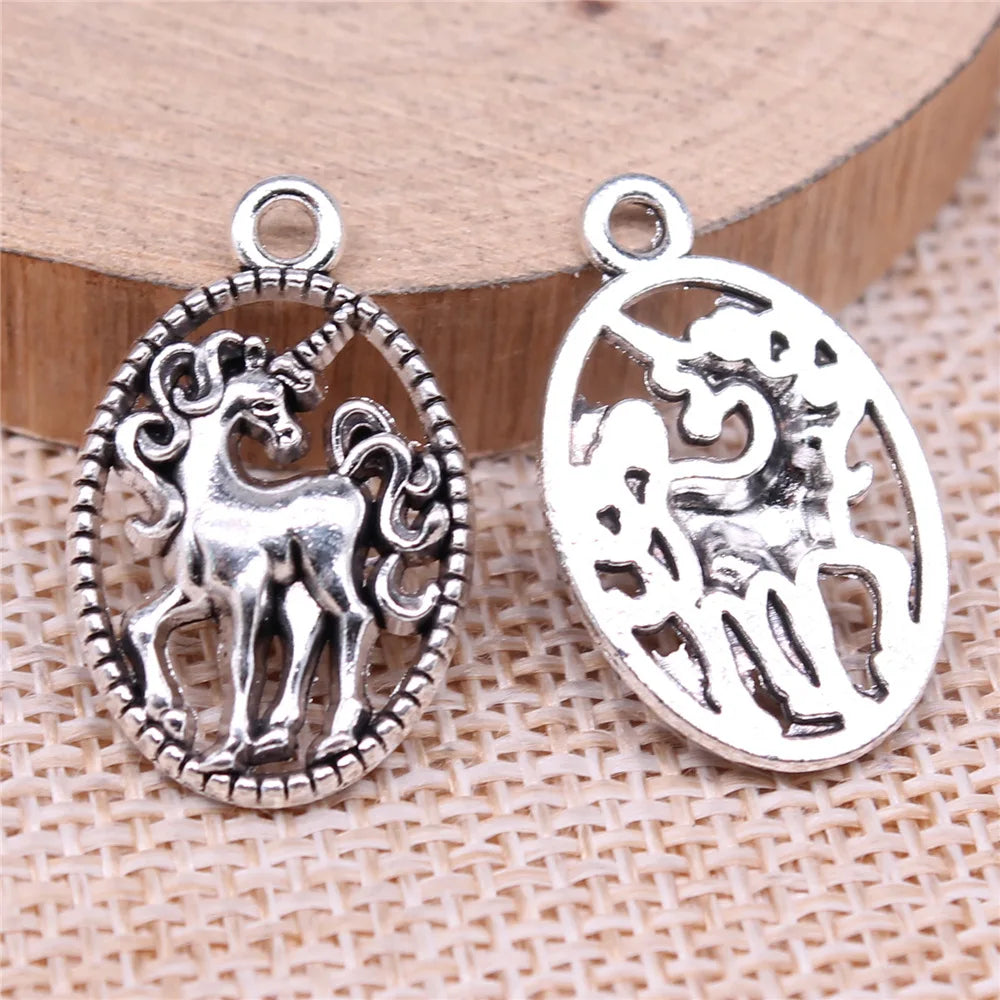 24x15mm 2.2g Antique Silver Zinc Alloy Unicorn Charm Pendant for DIY Bracelet Necklace Jewelry Making