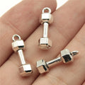 21x6x6mm 2.1g Multicolor Zinc Alloy Dumbbell Charm Pendant for DIY Fitness Necklace Bracelet Making