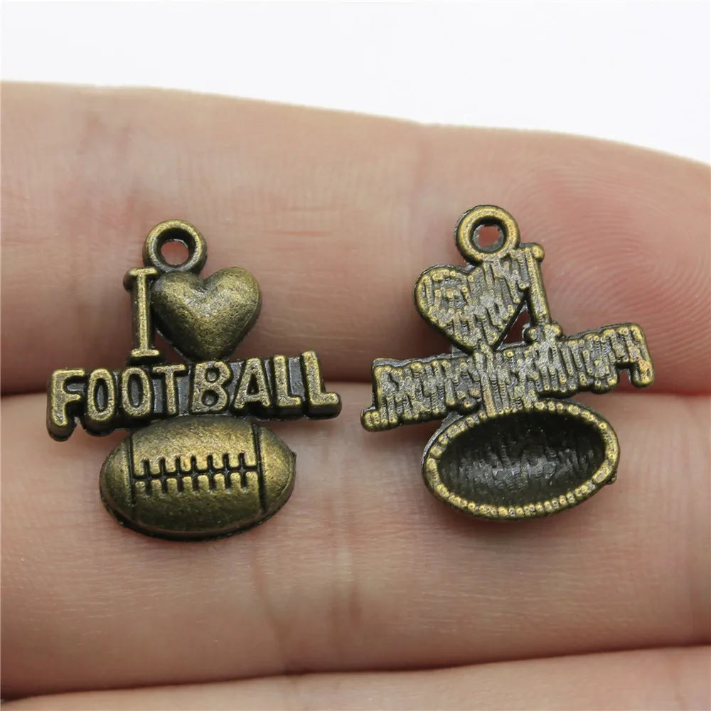 20x18mm 2g Multicolor Zinc Alloy I Love Soccer Charm Pendant for DIY Sports Jewelry Making
