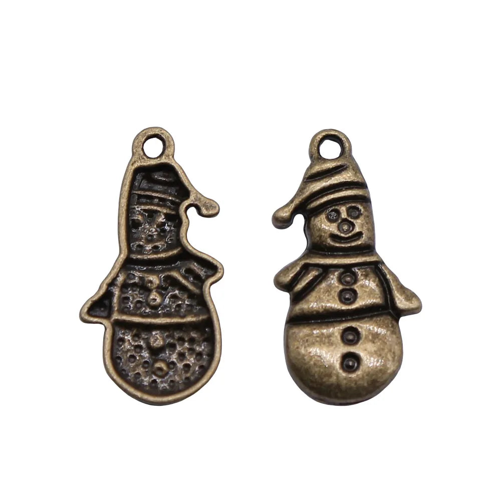 25x12mm 1.1g Multicolor Zinc Alloy Snowman Charm Pendant for Christmas Bracelet Necklace Making