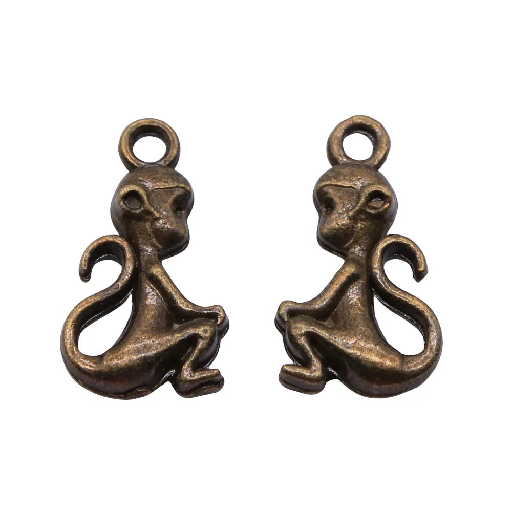 20x10mm 1.5g Multicolor Zinc Alloy Monkey Charm Pendant for DIY Necklace Bracelet Making